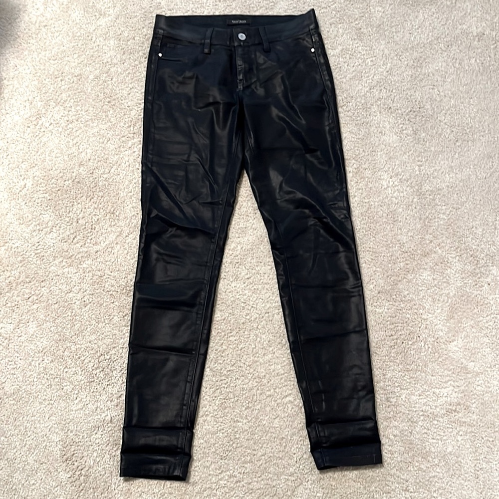 White House Black Market Navy Blue Coated Denim 5 Pocket Skinny Leg Jeans. Sz 2R